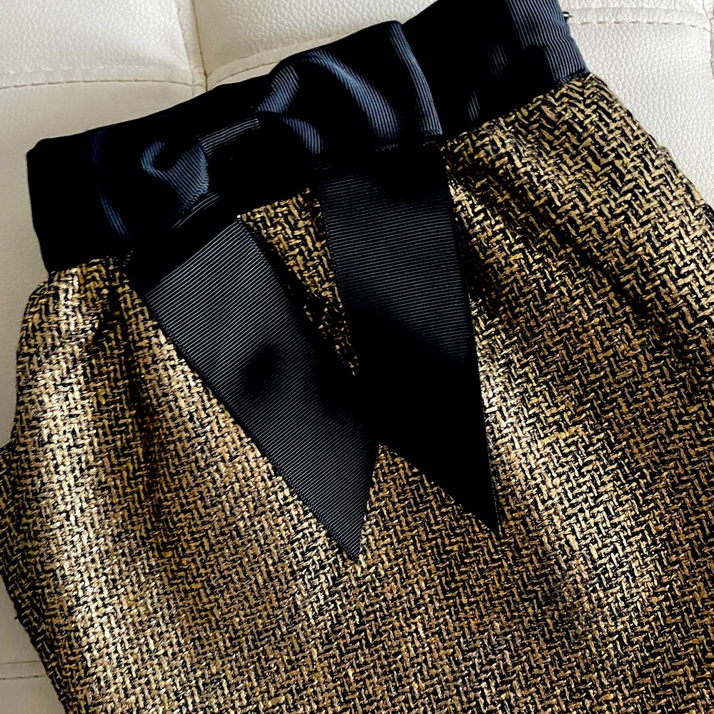 Bows & Sequins, Gold and Black Mini Skirt